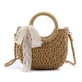 thumbnail image 2 of CHUANK Crossbody Bag Moon Shape Large Capacity Straw Multipurpose Single Shoulder Strap Bag for Beach, 2 of 8