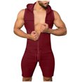 thumbnail image 1 of DPTALR Men's Drawstring Elastic Solid Color Hooded Outer Wear Sports Sexy Jumpsuit, 1 of 9
