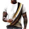 thumbnail image 1 of cllios Chemises pour Hommes 2024 Tendance T-Shirt à Col Rond Imprimé Illusion d'Optique 3D Été Décontracté Manches Courtes Hauts à Imprimé Graphique Cool Musculation Entraînement Athlétisme Tee Or S, 1 of 4