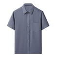 thumbnail image 1 of SROBPTY Haut d'Été pour Homme, Chemises à Manches Courtes pour Hommes, Mode Homme Confortable Uni à Manches Courtes Col Rabattu Régulier Décontracté Bleu, TTG, 1 of 3