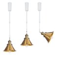 thumbnail image 1 of FSLiving Adjustable Height Track Pendnat Light H-Type Retractable Lift Track Spotlight with Telescoping Rod Adjustable Gimbaled Lamp-Post Halo Track Industrial Cone Lamp, Brass - 3 Lights, 1 of 7