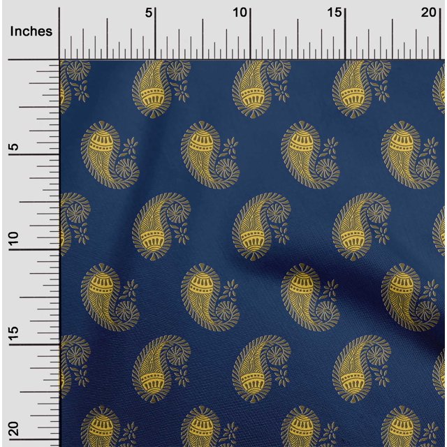 oneOone Tissu Polyester Lycra Tissu à Imprimé Cachemire en Blocs BTY 56 Pouces de Large