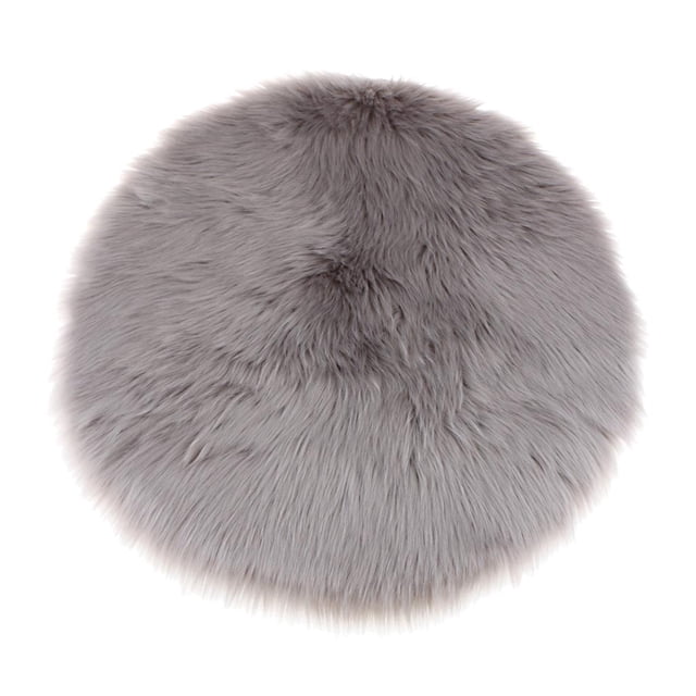 GUOOL Coussin d'Assise Rond en Faux, Tapis Doux pour Chambre, Salon, Filles, Sofa Gris 30 cm