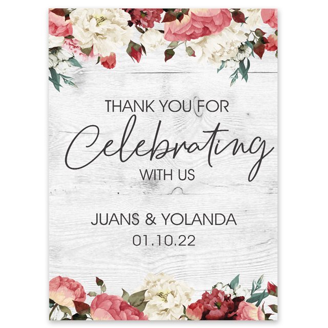 Darling Souvenir MADE WITH LOVE Custom Thank You For Celebrating With UsPainted Flower With BorderWelcomeSignIdeal For Celebration - 18x12