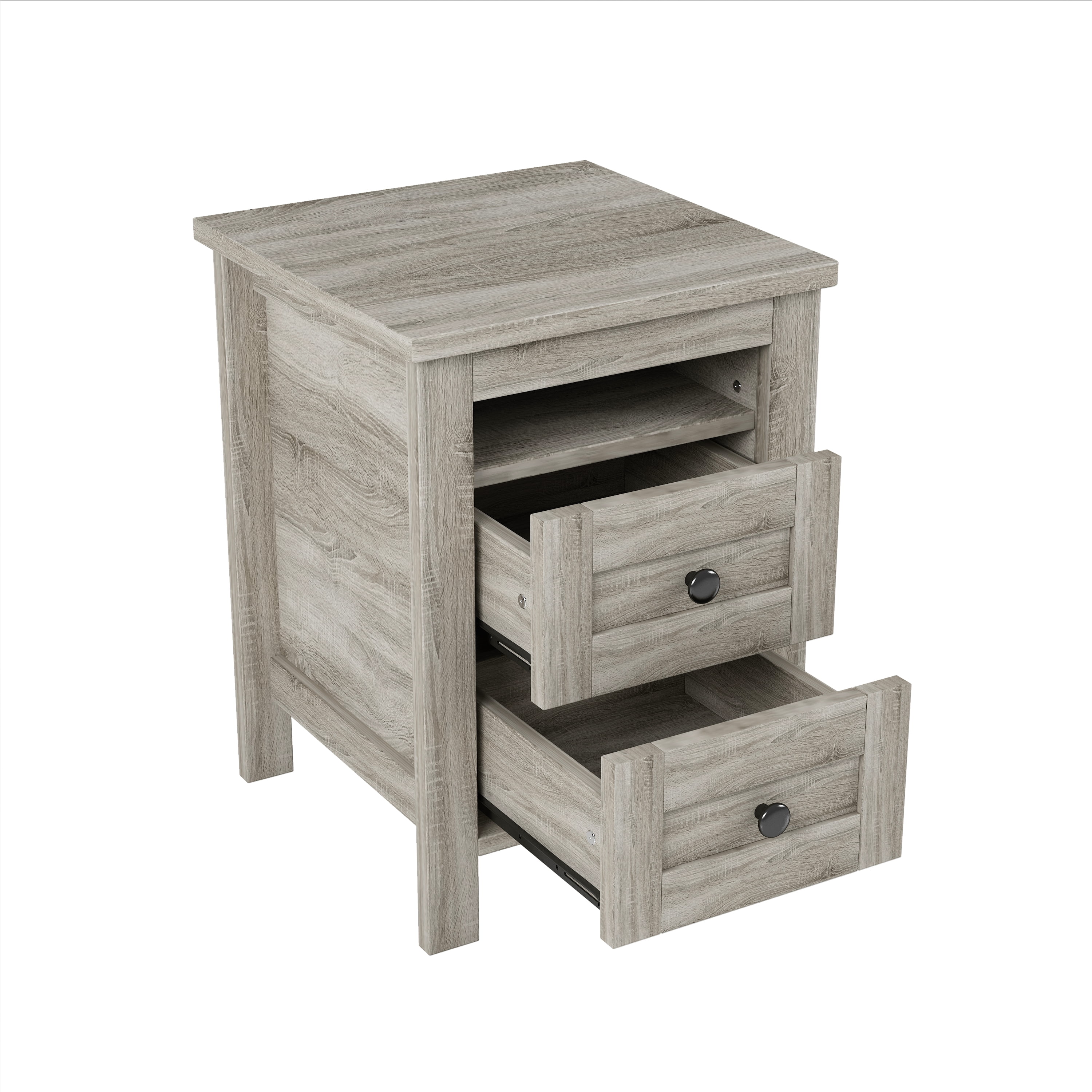 Ensemble de chambre 3 pièces Noble House : lit plateforme de style ferme, grand lit, gris antique