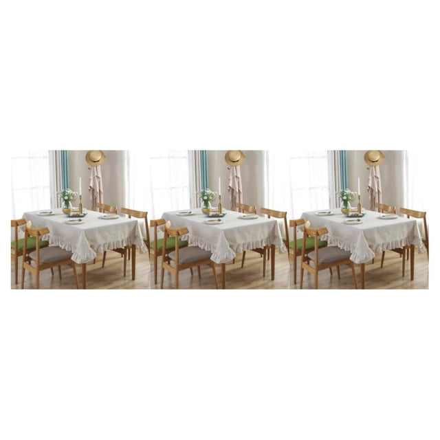 Baohd Durable And Easy To Wash Tablecloth With Vintage Style Rectangular Table Tablecloth Cotton Dining Tablecloth Table Cover linen 140*140CM 3Set