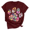 thumbnail image 2 of EGNMCR Chemise de Pâques à Manches Courtes pour Femmes Imprimé de Pâques Haut à Manches Courtes Col Rond T-Shirts pour Femmes, 2 of 3