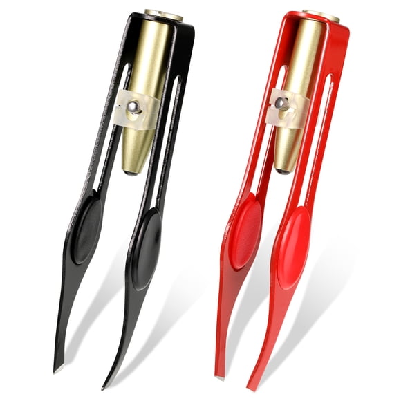 Xingzhi 2Pcs Eyebrow Tweezers with LED Light Professional Slant Tip HIgh-Precision Hair Removal Tool Eyelashes Make Up Tools Salon