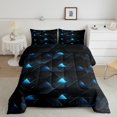 thumbnail image 2 of Erosebridal Ensembles de Couette Triangle Bleu Format Simple, Couettes et Duvets Géométrie Dégradée, Déco de Chambre pour Garçons, Réversible, 2 of 7