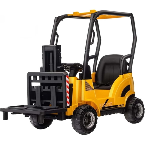 12V Electric Forklift Ride On Toy with Remote Control Lifting Fork and Pallet Music USB Low-Power Alarm for Indoor Outdoor Play Yellow