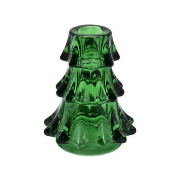 Holiday Time Christmas Green Glass Tree Candle Holder, 4.33", Indoor
