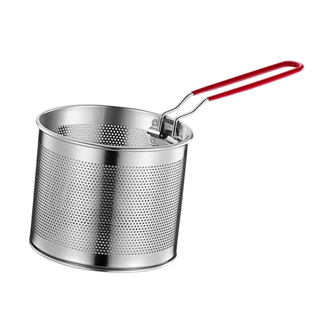 Tnarru Panier de Friteuse en Acier Inoxydable Panier de Cuisine Multifonction pour Friture avec Poignée pour Frites Spaghetti de Service 14 cm