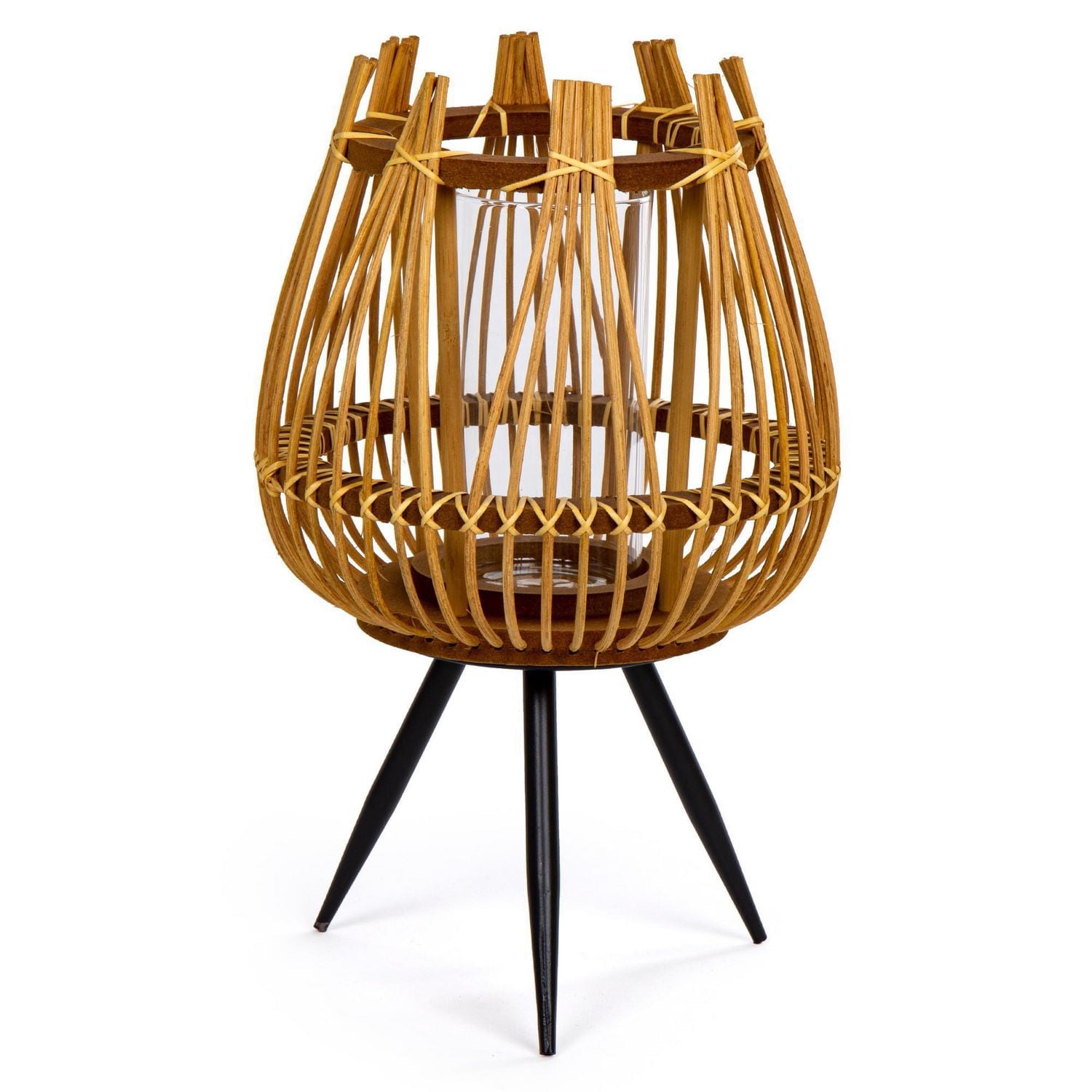 Truu Design Decorative Bamboo Floor Candle Holder with Legs