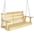thumbnail image 1 of Outsunny Hanging Porch Swing, Patio Swing with Armrests, Natural Wood, 1 of 10