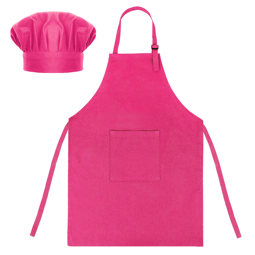 TOPTIE Tabliers de Cuisine pour Enfants en Toile de Coton et Ensemble de Toque de Chef