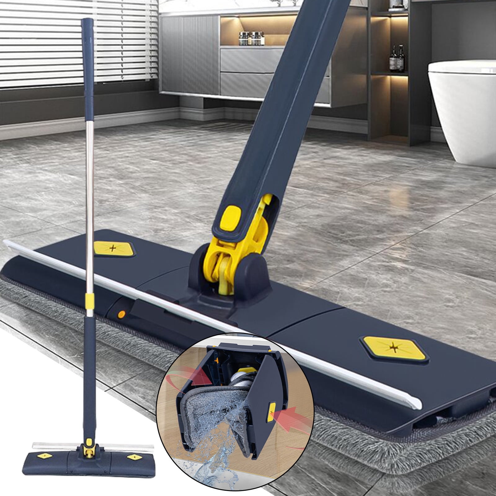 Chmadoxn Floor Mop, Hands Microfiber Flat Mop With Self Wringing, 360 Hands- Microfiber Floor Mop, Lazy Hands Wash Mop, For Home Kitchen Bathroom And More Imitation hand wringing mop