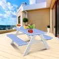 thumbnail image 5 of Picnic Tables for Outdoors Outdoor Courtyard Waterproof Table Cover Three Piece Picnic Table Cloth Back Flannel Elastic Table Cover Picnic Table Cover, 5 of 5