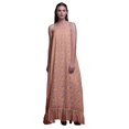 thumbnail image 1 of Bimba Pêche Floral Chrysanthème et Anémone Imprimé Vêtement de Nuit pour Femmes Longue Robe Maxi à Bretelles Spaghetti Tenue de Sommeil Robe X-Grand, 1 of 5