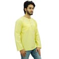 thumbnail image 2 of Atasi Kurta pour Homme à Col Rond en Coton, Manches Retroussables, Chemise Jaune - X-Grand, 2 of 7