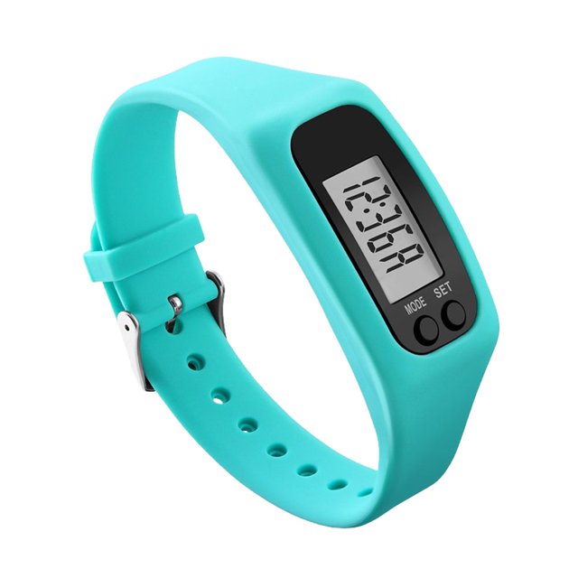 EstbridgeLed Pedometer Bracelet Wrist Calorie Counter 12/24H Time Display Walking Running Pedometer Multi-function Silicone Step Tracker for Adults