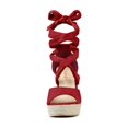 thumbnail image 2 of BLISSFUL STEP Chaussures pour Femmes Espadrilles à Lacets Sandales Compensées à Plateforme Rouge 6, 2 of 8