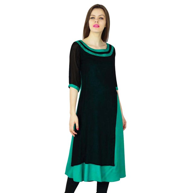 Phagun Kurta de Designer pour Femmes Kurti Ethnique Haut Tunique Robe en Rayonne et Georgette