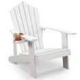 thumbnail image 1 of Gymax Chaise Adirondack d'Extérieur Résistante aux Intempéries à Lattes pour Patio avec Porte-Gobelet Blanc, 1 of 8