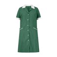thumbnail image 4 of Tidyack,Exclusive Deal,Nurse Lapel Dress, Solid Color Work Dress, Pockets + Button Splicing, Midi Length, For Healthcare Staff, Professional Work Attire, Cotton Blend, Clean Cut, Daily Uniform, 4 of 6