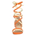 thumbnail image 3 of BLISSFUL STEP Women's Open Toe Color Block Lace Up Heel Sandals, 3 of 7
