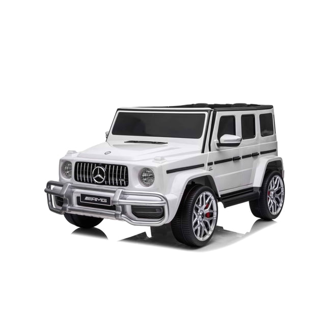 24V 4x4 Mercedes G63 2 Seater Ride on Car with Parental Remote Control for 3-8 Years (White)