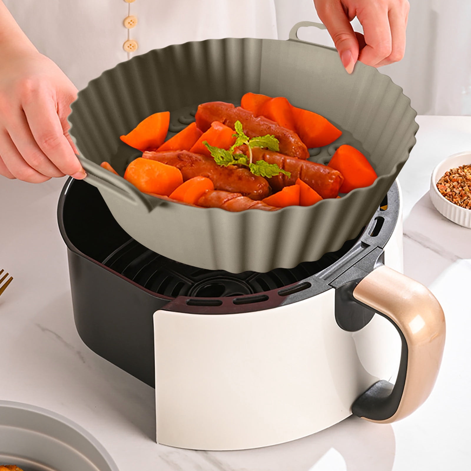TIMIFIS Air Fryer Silicone Plate Reusable Fryer Baking Pan Fryer Pad Fryer Lined 7.5 Inch Kitchen Gadgets