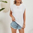thumbnail image 2 of Besolor Débardeurs d'Été pour Femmes Col Rond Sans Manches Chemises à Illets Décontractées Blouse Tendance Couleur Unie, 2 of 7