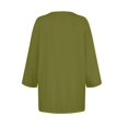 thumbnail image 4 of DENGDENG Womens 3/4 Sleeve Shirts Cotton Crew Neck Summer Tops Elbow Sleeve Button Down Casual T Shirts Boho Three Quarter Length Tunics Solid Color Spring Clothes Mint Green XXL, 4 of 5
