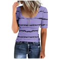 thumbnail image 3 of Birdeem T-Shirt à Col Rond pour Femmes, Boutonné, Coupe Ample, Manches Courtes, 3 of 8