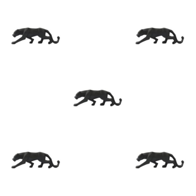 Transemion Résine Animal Forme Sculpture Brillant Décoratif Décoration Ornement Noir 5Set