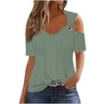 thumbnail image 2 of QIPOPIQ Women's Cold Shoulder Tops Short Sleeve V Neck T Shirts Basic Summer Tees Clearance, 2 of 7