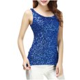 thumbnail image 2 of Liquidation et Promo, Camisole à Paillettes Patchwork pour Femme, Col Rond, Coupe Ajustée, à la Mode, Décontractée, Tenue de Tous les Jours, Haut Stylé Parfait pour Toutes les Saisons/polyester, Bleu, Sopatenor, 2 of 9