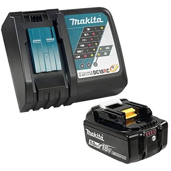 Makita Y-00309 Batterie Li-Ion 18V 5.0Ah et Trousse de Chargeur Rapide Li-Ion