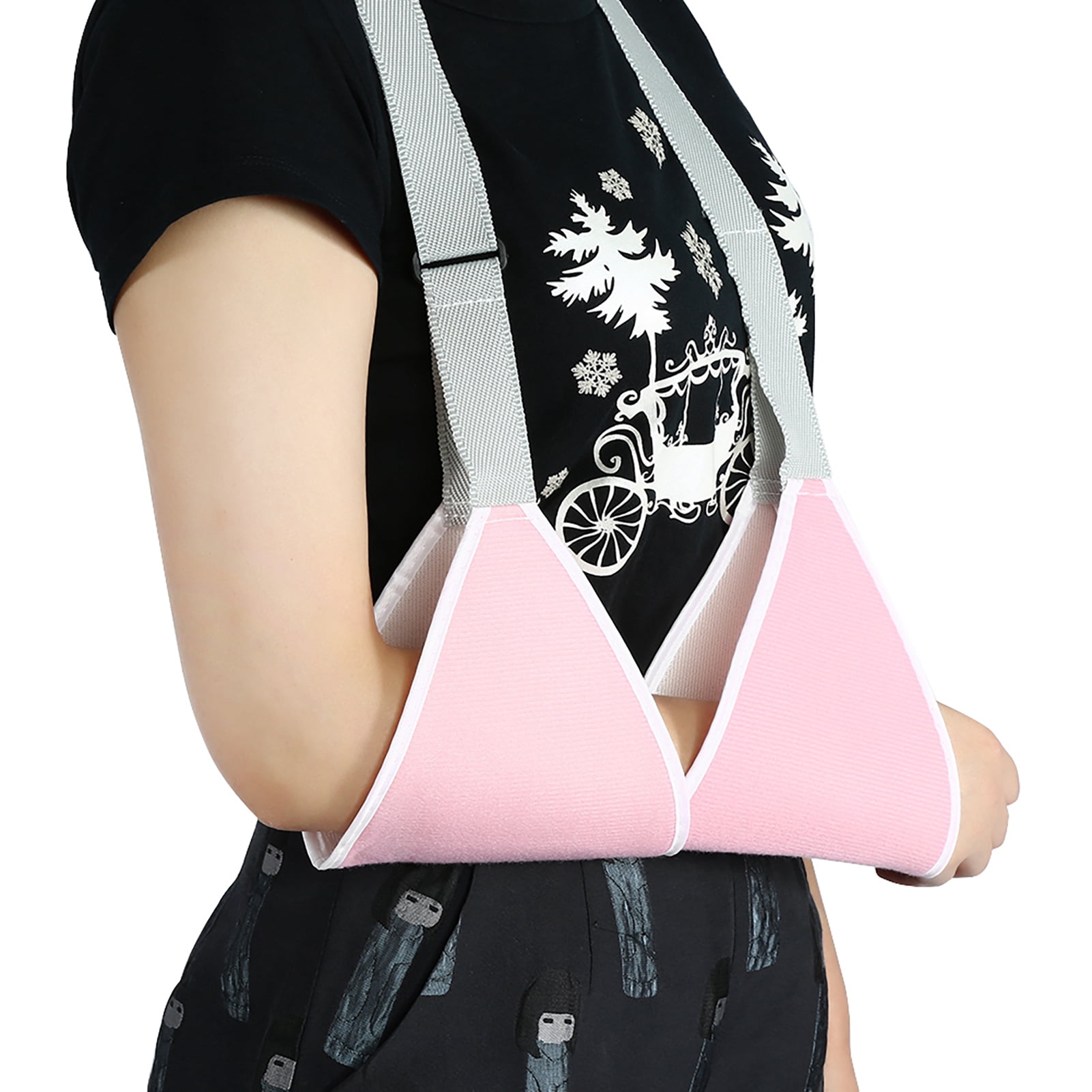 Arm Support  Forearm Sling Adjustable Children Adult Forearm Arm Sling Shoulder Support Sprain Fracture Brace StrapPink