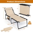 thumbnail image 3 of Costway Lot de 2 Chaises Longues Pliantes Surdimensionnées avec Dossier Réglable, Poche pour Oreiller, Beige, 3 of 9