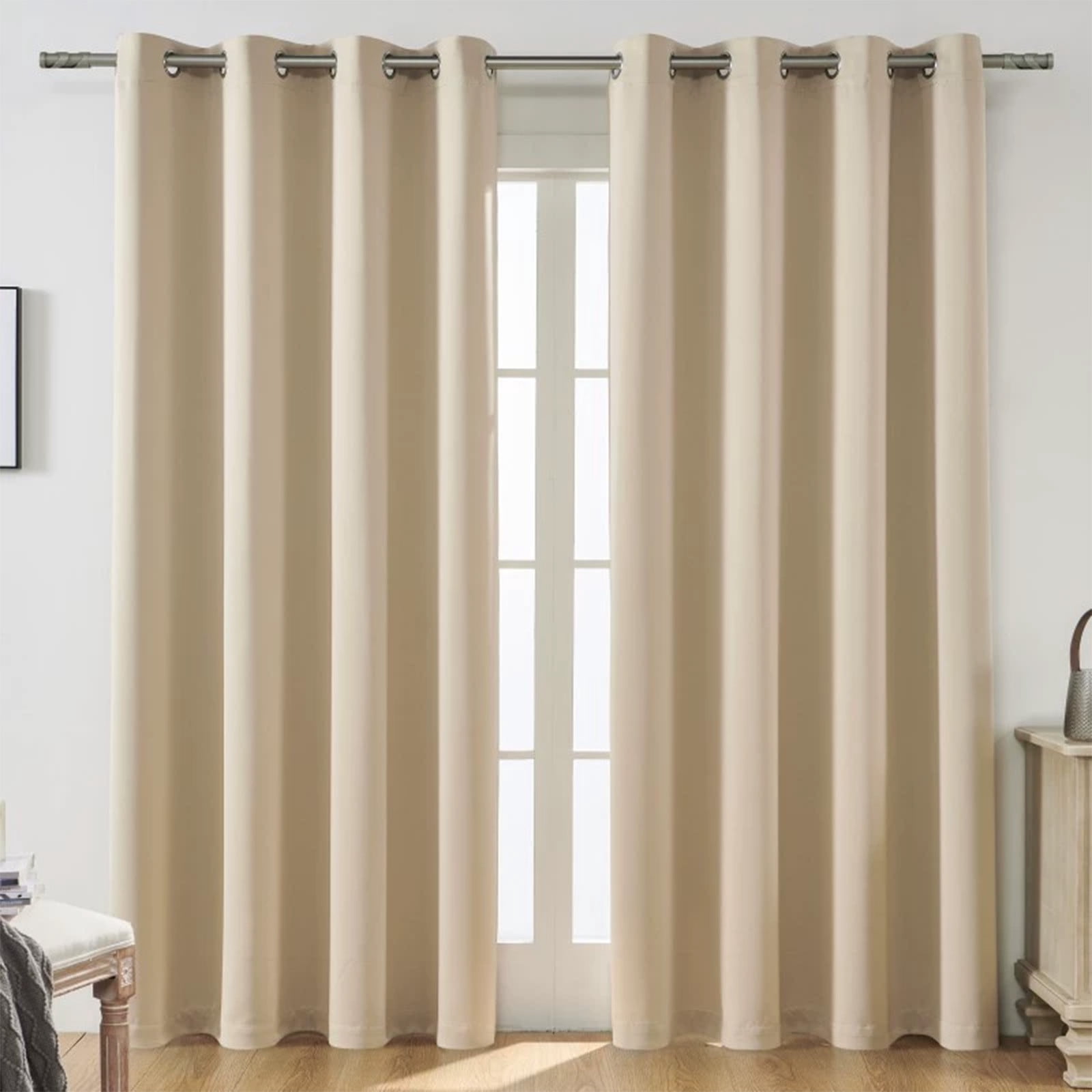 Chmadoxn Home Decor, Room Decor, Curtains Curtain Panel Pair 39 Inch W X 78 Inch L Curtain Set Stacking Elegant Curtains For Bedroom Curtains Round Hole Curtains Polyester Solid Color Curtain Fabrics