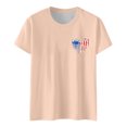 thumbnail image 1 of Hauts d'Été pour Femmes Jour de l'Indépendance Drapeau Col Rond Imprimé Lettre Manches Courtes T-Shirts pour Femmes Beige TG, 1 of 4