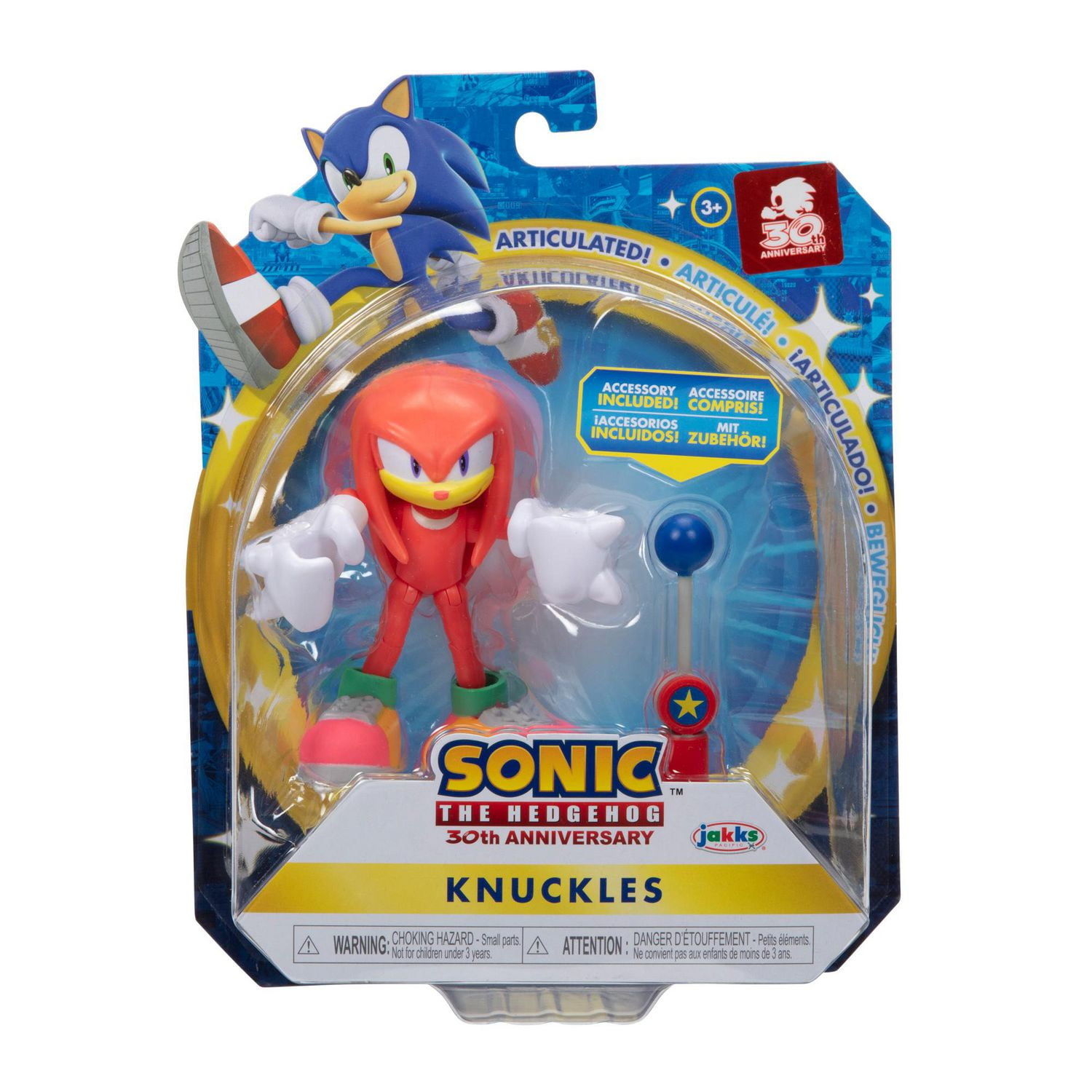 Figurine de 4 pouces Sonic – Knuckles moderne (NEON) avec Point de contrôle bleu comme accessoire