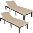 thumbnail image 2 of Costway 2PCS Outdoor Rattan Lounge Chair Chaise Recliner Adjustable Cushioned Patio Yard, 2 of 10