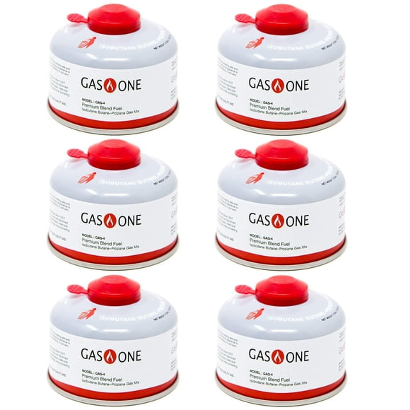 Gas One Camping Fuel Blend Isobutane Fuel Canister 100gram (6 Pack)