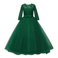 thumbnail image 1 of HXWCHs Robe en Denim Élégante pour Filles Robe de Soirée Formelle avec Dentelle Florale et Nœud pour Vert Foncé 9-10 Ans, 1 of 7