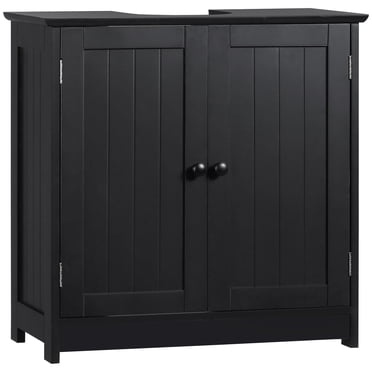 HOMCOM Armoire de Salle de Bain sous Lavabo, Meuble-Lavabo sur Piédestal avec 2 Portes, Tablette
