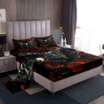 thumbnail image 1 of Moth Bed Sheets Set Gothic Skull Floral King Sheet Set,Extoic Boho Decor Sheets Red Rose For Gilrs Women Lover Flat Fitted Sheet, 1 of 7