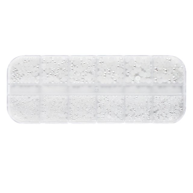 WIFKLSIIPG Décorations d'Art des Ongles Simples Perles Taille Mèches Mixtes Cercle Complet Demi-Cercle Fond Plat Perles d'Ongles