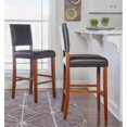 thumbnail image 2 of Hawthorne Collections 30" Faux Leather & Wood Bar Stool in Black/Cherry Stain, 2 of 13